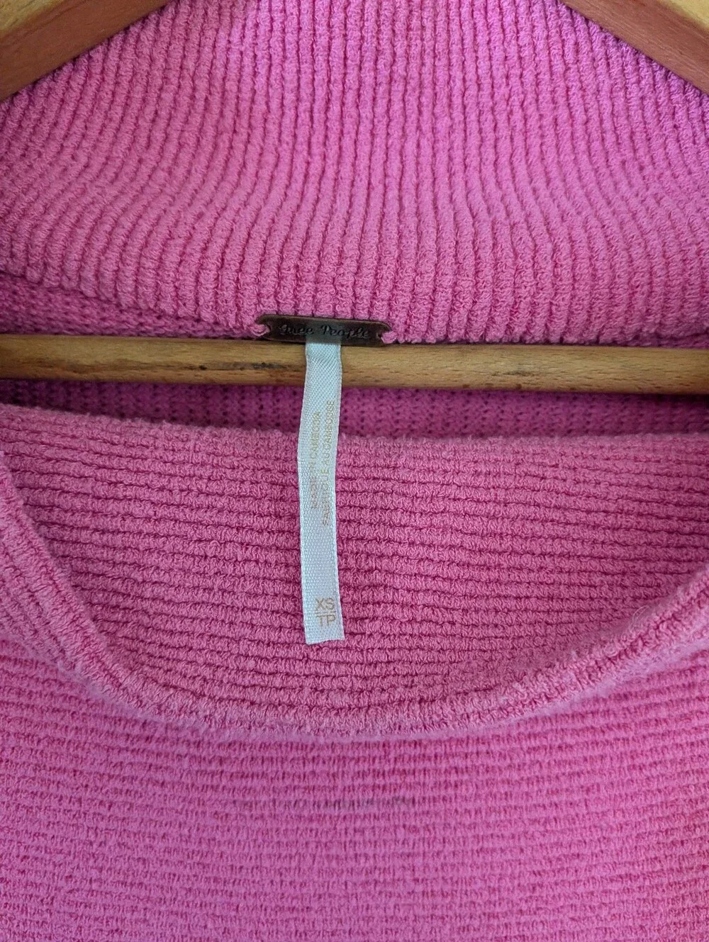 Free People Pink Cowlneck Knit Sweater | Size XS